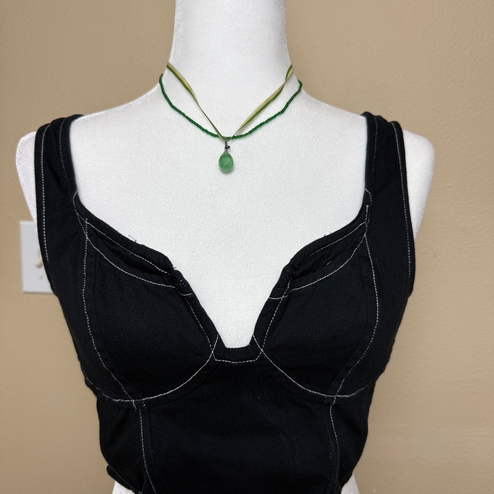 LONE STAR Contrast Stitch Corset Style Bustier Crop Top Medium - Picture 2 of 6